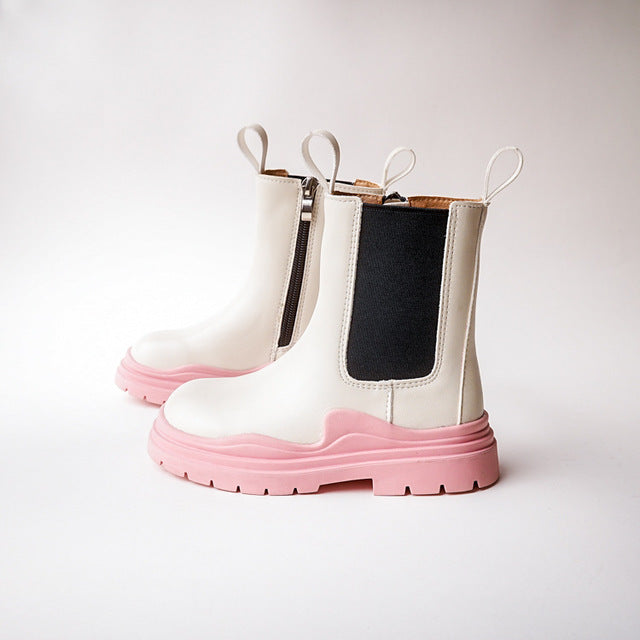 Maisy Moto boot -White/Pink