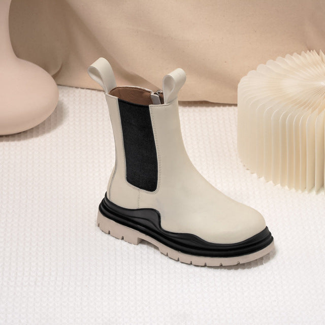 Maisy Moto boot - White/Black