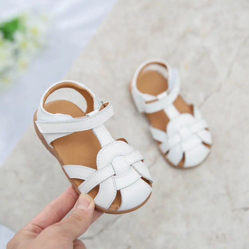 Cherry closed toe sandals - White
