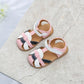 girls sandals PU closed toe T-strap white pink 2020 new kids shoes toddler summer footwear infant shoes SandQ little kids strips